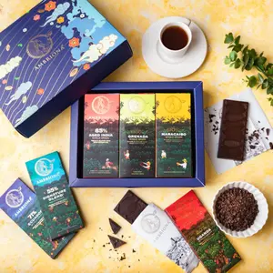 Daarzel Ambriona Dark Chocolate Gift pack 55% to 90% Dark Chocolate Single Origin from Uganda Maracaibo Grenada Eucador Signature Blend and Aged India Vegan | Pack of 6 x 50 gm Hamper