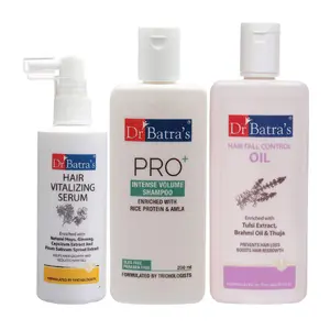 Dr Batra's Hair Vitalizing Serum 125 ml Pro+ Intense Volume Shampoo - 200 ml and Oil- 200 ml