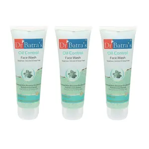 Dr Batra's Oil Control Face Wash Sulphate Silicone & Free Enriched With Barosma Betulina Leaf & Echinancea Extract For Oil Free & Clear Skin - 100 Ml (Pack of 3)