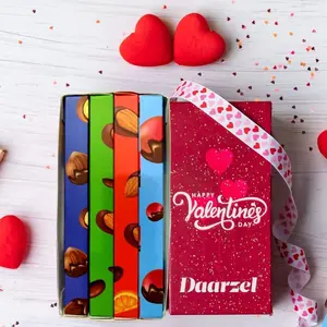 Daarzel Ambriona Valentines Gift Crunchy Munchy Pack of 4 | 45% to 70% Dark Chocolate Coated Nuts (Almonds Hazelnut Cranberry) | Vegan High Protein | Non-GMO