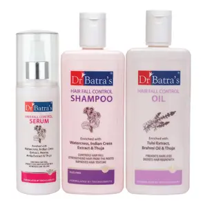 Dr Batra's Serum-125 ml Hairfall Control Shampoo- 200 ml and Oil- 200 ml