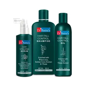 Dr Batra's Hair Vitalizing Serum 125 ml Hairfall Control Shampoo- 200 ml and Oil- 200 ml