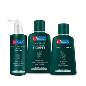 Dr Batra's Dandruff cleansing Shampoo 100 ml Conditioner 100 ml and Hair Serum 125ml (Pack of 3 Men and Women)