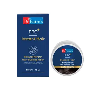 Dr Batra's Pro+ Instant Hair Natural Keratin Hair Building fibre (Internationally Approved) - Dark Brown Hair fiber Suitable for Men and Women (Pack of 2)