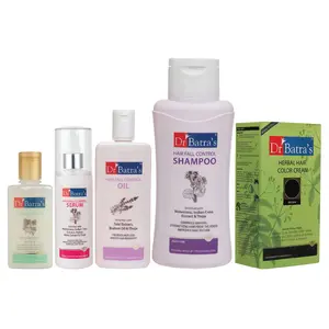 Dr Batra's Serum-125 ml Conditioner - 100 ml Oil- 200 ml Herbal Hair Color Brown and Shampoo - 500 ml