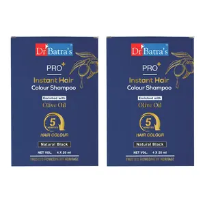DR BATRA'S PRO+ INSTANT HAIR COLOUR SHAMPOO NATURAL BLACK Suitable for Both Men and Women (Pack of 2)
