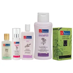 Dr Batra's Serum-125 ml Conditioner - 100 ml Oil- 200 ml Shampoo - 500 ml and Herbal Hair Color Black