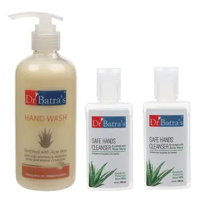 Dr Batra's Hand Wash 300 ml and Safe Hand Cleanser 200 ml (Pack of 3)