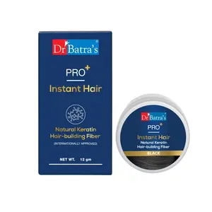 Dr Batra's Pro+ Instant Hair Natural Keratin Hair Building fibre (Internationally Approved) - Black Hair fiber Suitable for Men and Women(Pack of 2)