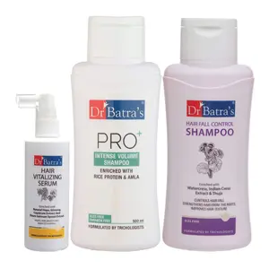 Dr Batra's Hair Vitalizing Serum 125 ml Shampoo - 500 ml and Pro+ Intense Volume Shampoo - 500 ml