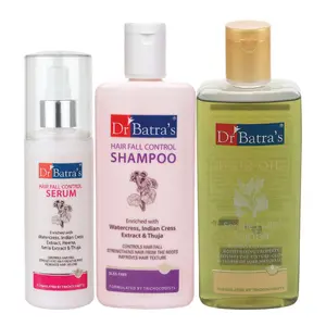 Dr Batra's Serum-125 ml Hairfall Control Shampoo- 200 ml and Hair Oil - 200 ml