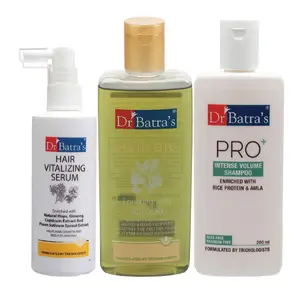 Dr Batra's Hair Vitalizing Serum 125 ml Pro+ Intense Volume Shampoo - 200 ml and Hair Oil - 200 ml