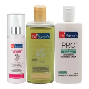 Dr Batra's Serum-125 ml Pro+ Intense Volume Shampoo - 200 ml and Hair Oil - 200 ml