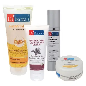 Dr Batra's Skin Fairness Serum - 50 G Face Wash - 200 gm Natural Skin  Cream - 100 gm and Intense Moisturizing Cream -100 G (Pack of 4)