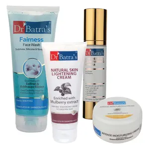 Dr Batra's Age Defying Skin Firming Serum - 50 G Fairness Face Wash 200 gm Natural Skin  Cream - 100 gm and Intense Moisturizing Cream -100 G (Pack of 4)