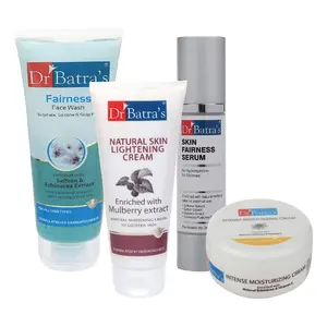 Dr Batra's Skin Fairness Serum - 50 G Fairness Face Wash 100 gm Natural Skin  Cream - 100 gm and Intense Moisturizing Cream -100 G (Pack of 4)