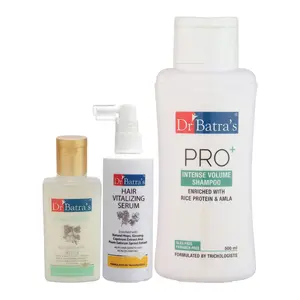 Dr Batra's Hair Vitalizing Serum 125 ml Conditioner - 100 ml and Pro+ Intense Volume Shampoo - 500 ml