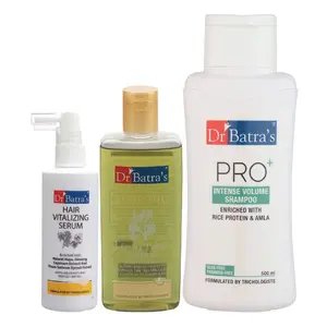 Dr Batra's Hair Vitalizing Serum 125 ml Pro+ Intense Volume Shampoo - 500 ml and Hair Oil - 200 ml