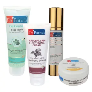 Dr Batra's Age Defying Skin Firming Serum - 50 G Face Wash Oil Control - 100 gm Natural Skin  Cream - 100 gm and Intense Moisturizing Cream -100 G (Pack of 4)