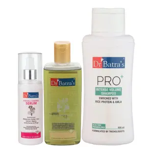 Dr Batra's Serum-125 ml Pro+ Intense Volume Shampoo - 500 ml and Hair Oil - 200 ml