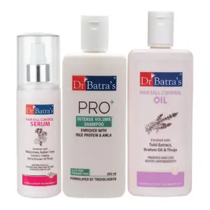 Dr Batra's Serum-125 ml Pro+ Intense Volume Shampoo - 200 ml and Oil- 200 ml