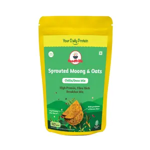 foodfrillz High Protein Sprouted Moong with Oats Healthy Chilla / Dosa/ Salted Pancake Breakfast Mix, 200 g