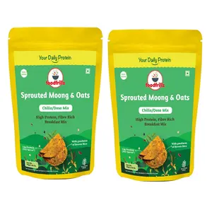foodfrillz High Protein Sprouted Moong with Oats Combo Pack Heathy Chilla / Dosa/ Salted Pancake Breakfast Mix (70 g x 2)