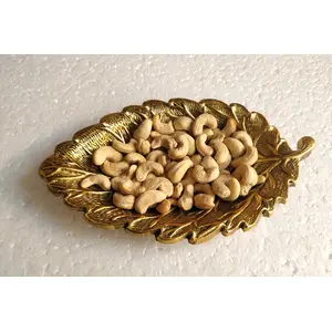 RR TRADING COMPANY Very Attractive Metal Golden Leaf Shap Bowl,Tray for Dry Fruit & Snacks (Size L*B*H: 22 X 12.5 X 3 Cm)