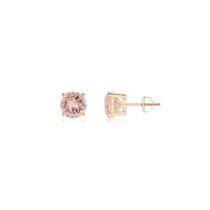 Saasvi Jewels 925 Solitaire Collection Sterling Silver and Cubic Zirconia Round Brandy Colour Studds Earrings for Women Girls
