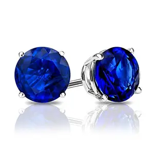 Saasvi Jewels 925 Solitaire Collection Sterling Silver and Cubic Zirconia Round Blue Stone Stud Earrings for Women Girls