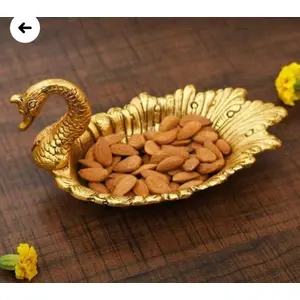 RR TRADING COMPANY Handicraft Metal Swan Shape Dry Fruit Tray Or Duck Bowl for Flower Petal, Snacks or Dessert Platter (20X12X10 cm, Golden- 1 Pcs)