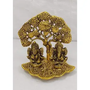 RR TRADING COMPANY Lakshmi Ganesh Tree Showpiece Metal Statue Sculpture