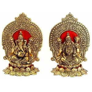 RR TRADING COMPANY Decorative Metal Laxmi Ganesha Statue Lakshmi Ganesh Showpiece Decoration for Diwali Pooja | Home | Pujan