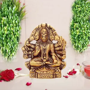 RR TRADING COMPANY Metal panchmukhi Hanuman ji murti/bajrangwali Idol for Wall Hanging and Gifts Decorative Showpiece
