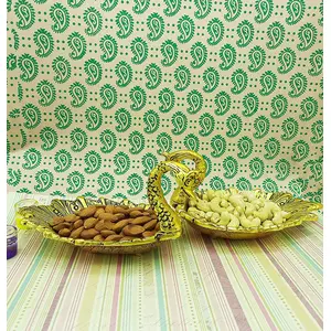 RR TRADING COMPANY Handicraft Metal Swan Shape Dry Fruit Tray Or Duck Bowl for Flower Petal, Snacks or Dessert Platter (20X12X10 cm, Golden- 2 Pcs)