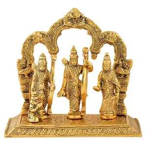 RR TRADING COMPANY Metal Ram Darbar Murti - Lord Ram laxman sita Statue - Showpiece for Diwali - Unique Gifts (20 cm x 10 cm x 20 cm, Gold)