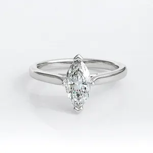 Saasvi Jewels 92.5 Sterling Silver White Gold Plated Marquise Cut Diamond  Zirconia Solitaire Ring for Women & Girls