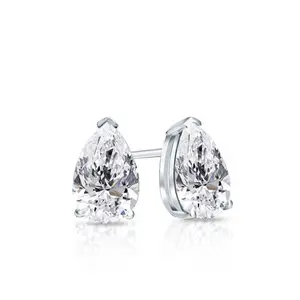 Saasvi Jewels  925 Solitaire Collection Sterling Silver and Cubic Zirconia Pear Stud Earrings for Women, Girls