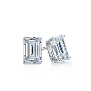 Saasvi Jewels  925 Solitaire Collection Sterling Silver and Cubic Zirconia Emerald Stud Earrings for Women, Girls