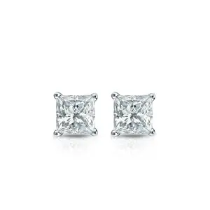 Saasvi Jewels  925 Solitaire Collection Sterling Silver and Cubic Zirconia Square Princess Stud Earrings for Women, Girls