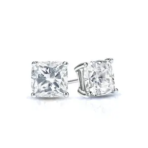 Saasvi Jewels  925 Solitaire Collection Sterling Silver and Cubic Zirconia Cushion Stud Earrings for Women, Girls