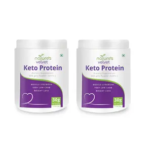Nature's Velvet Keto Protein PowderKeto Diet supplementLow carb Proteins 400grams Unflavoured Pack of 2
