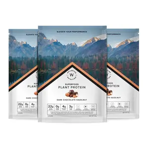 Wellbeing Nutrition Organic Vegan Plant Protein Powder | Superfoods Antioxidants Berry Digestive Enzymes | 4g Fiber for Muscle Repair & Recovery| Dark Chocolate Hazelnut - 32gm Sachet (Pack of 3)