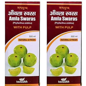 Tansukh Amla Juice (Swaras) | Made in India Product | No Added Sugar | 500ml - Pack of 2 | 500ml x 2 = 1 Ltr