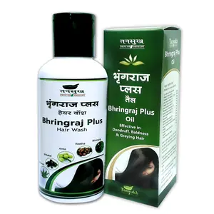Tansukh Bhringraj Plus Shampoo 200ml Bhringraj Plus Oil 100ml Combo Pack for Hair Growth Anti Hair Fall and Dandruff