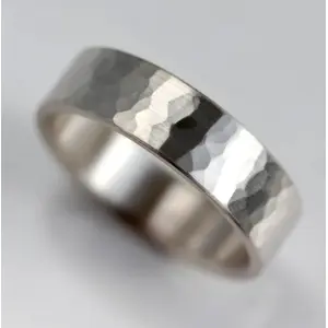Saasvijewels Sterling Silver Ring for Men, Women Hammered Ring Custom Engraving Mens Sterling Silver Ring Silver Band Wedding Rings for Men and Women