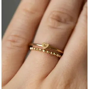 Saasvijewels Tiny Initial Ring, Gold Signed Ring, Tiny Letter Ring, Engraving ring, Signed Ring, Gold Name Ring, Bridesmaid gift, Letter ring, Gold Ring