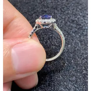 Saasvijewels AA 3.17 Ct Natural Tanzanite Diamond Halo Ring in 14k Gold Natural Tanzanite Engagement Ring Tanzanite Wedding Ring Anniversary Gift For Her