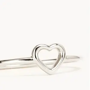 Saasvijewels Minimalist Heart Ring Silver Heart Shaped Rings With 925 Sterling Silver Promise Rings Love Ring Heart-Shaped Ring Minimalist Rings Dainty