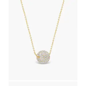 Saasvijewels Pave Diamond Ball, Tiny Pave Diamond Ball, Diamond Necklace, Dainty Diamond Necklace, Solid Gold Diamond Necklace, Necklace, Gift for Her